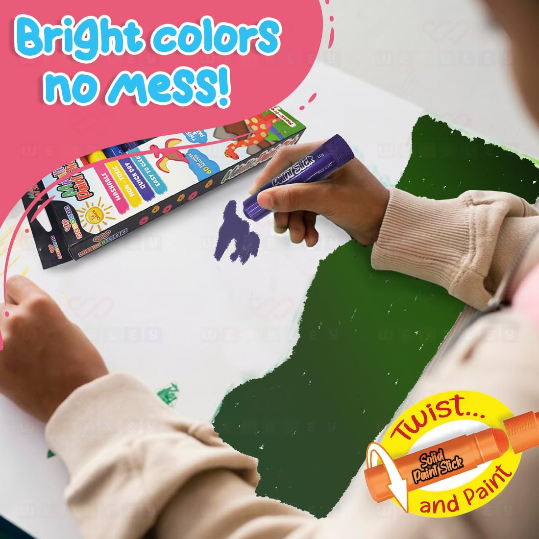 Mess-Free Metallic Paint Sticks Set for Kids (12 Paint Sticks)