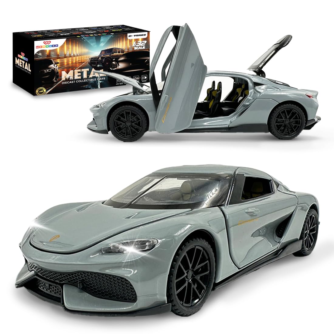 Pull Back Diecast Metal Sports Car Openable Doors