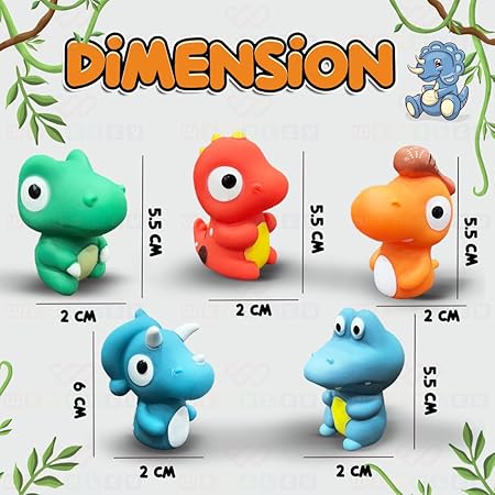 Soft & Squishy Finger Puppet Set for Kids (Dinosaur, 5 Pcs)