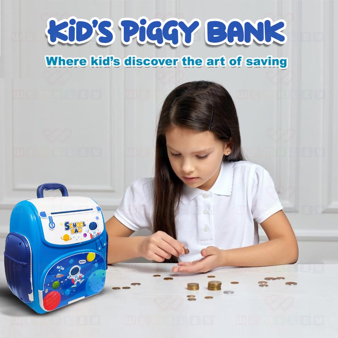 Backpack Style ATM Piggy Bank for Kids (Space Themed)