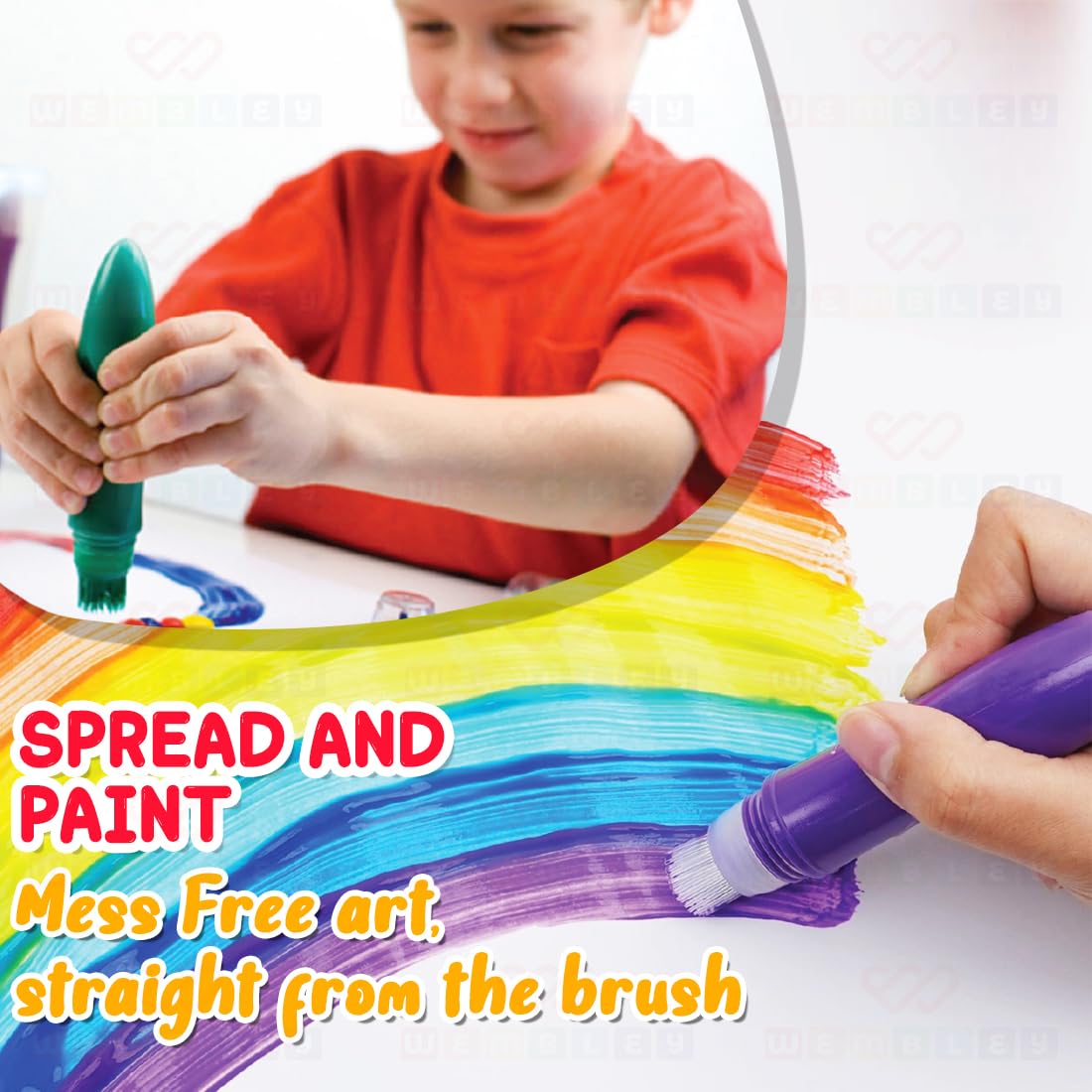 Assorted Squeeze Paint Brush Set for Kids (9 Classic & 3 Metallic Colors)