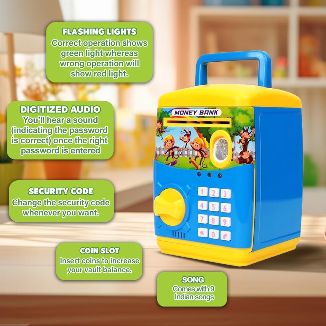 Money Saving ATM Piggy Bank for Kids with Finger Print Sensor