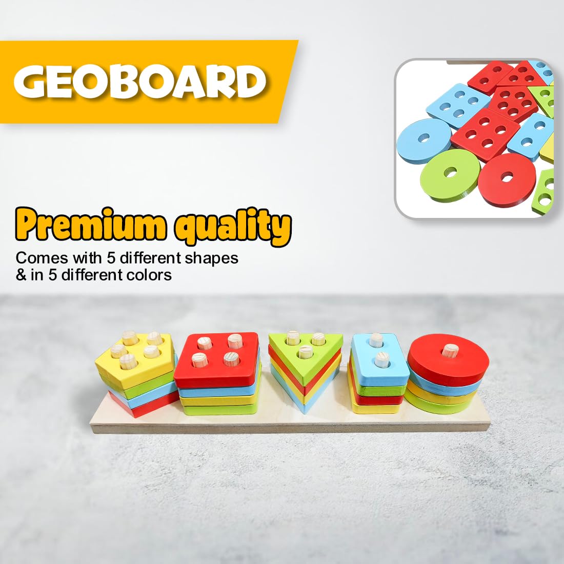 Geometric Blocks Stacker Shape Sorter Stacking Column Puzzle Set