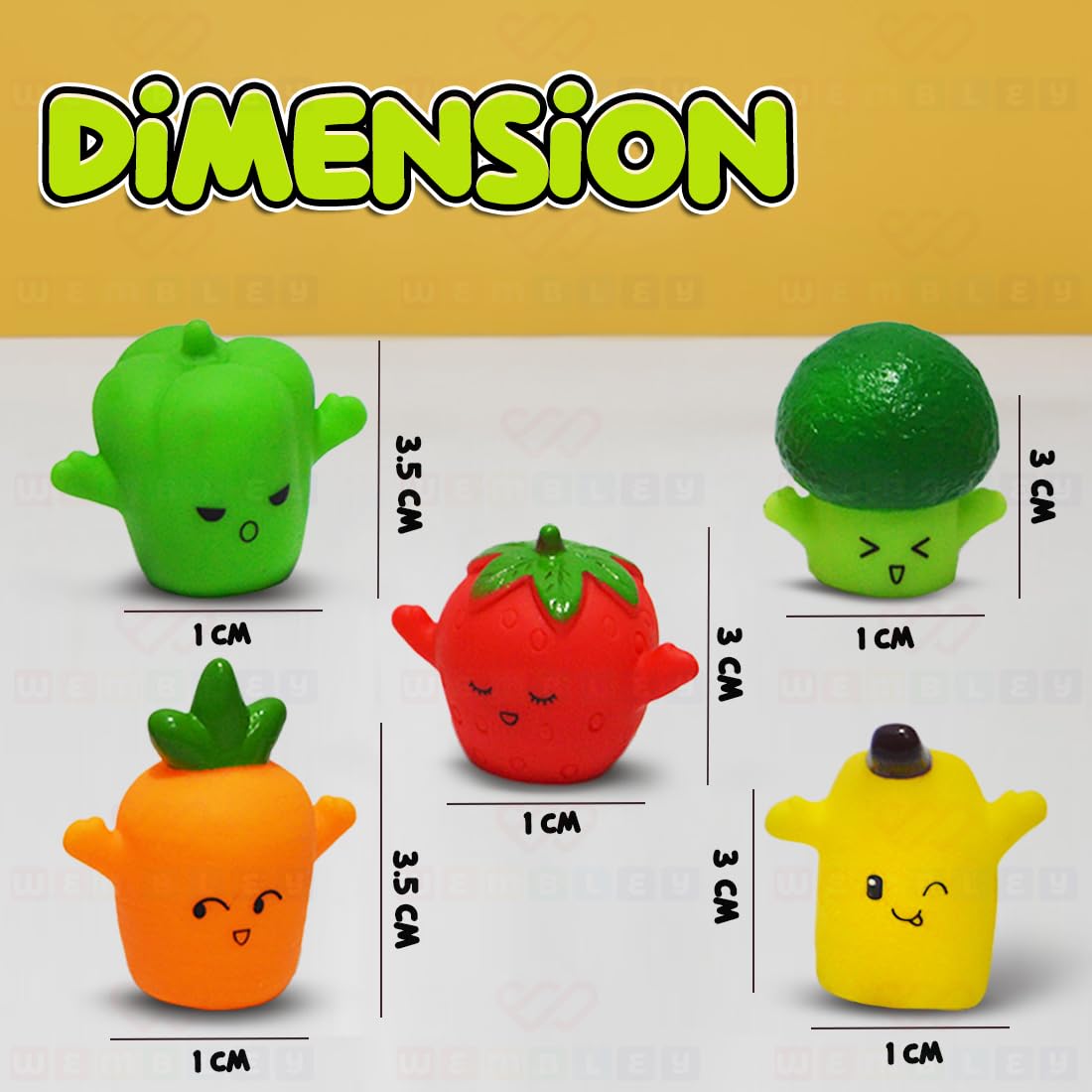 Soft & Squishy Finger Puppets Set (Fruits & Veggies, 5 Pcs)