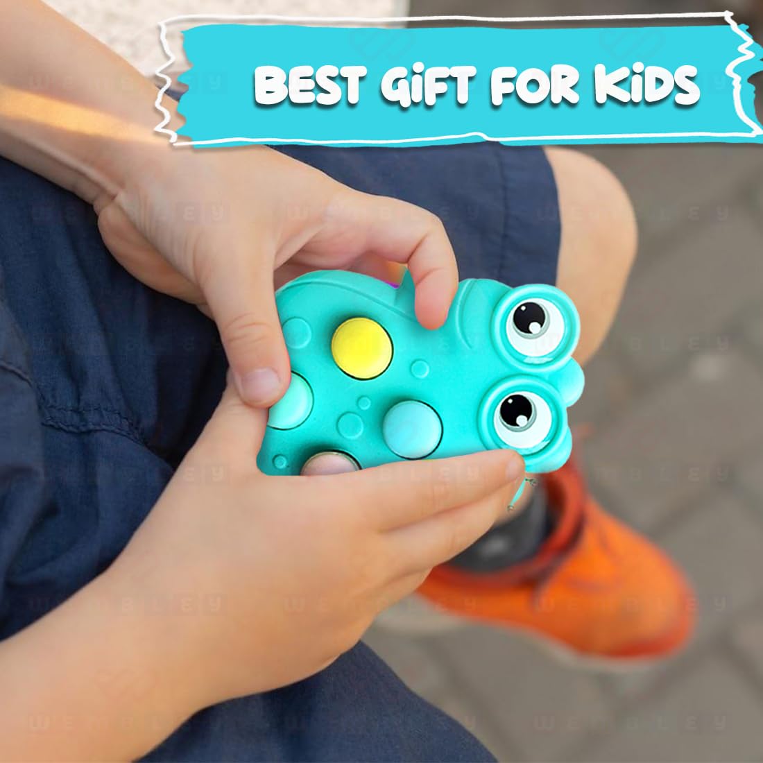 Non-Toxic Pop It Out Animal-Themed Fidget Toy for Kids (Aqua)