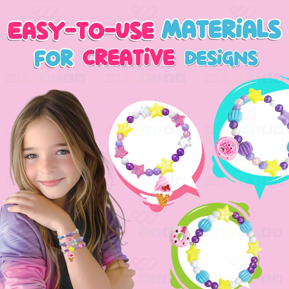 DIY Bracelet Making Set with 3D Beads & Charms