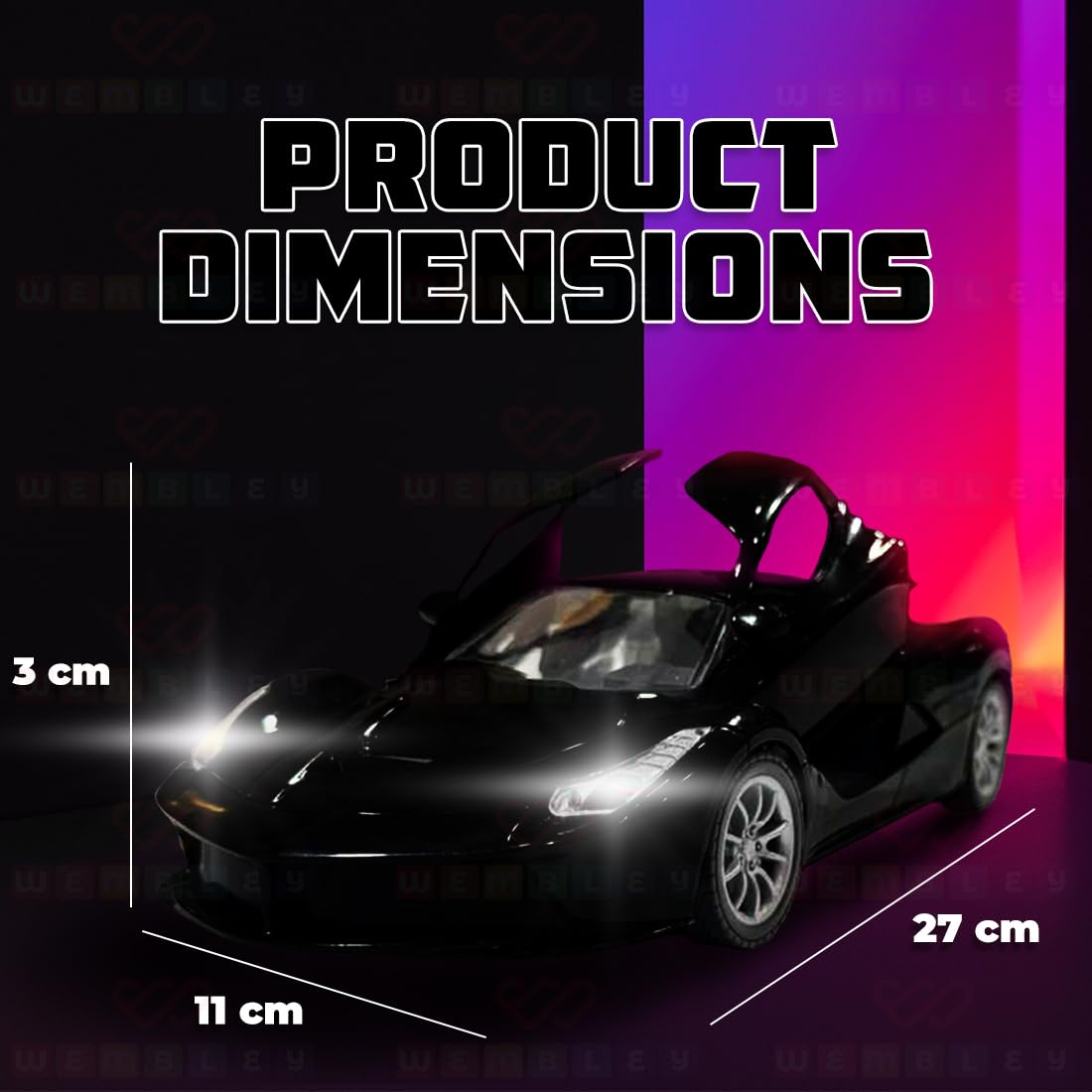 Hyper Drive RC Car Toy with LED Lights & Openable Doors