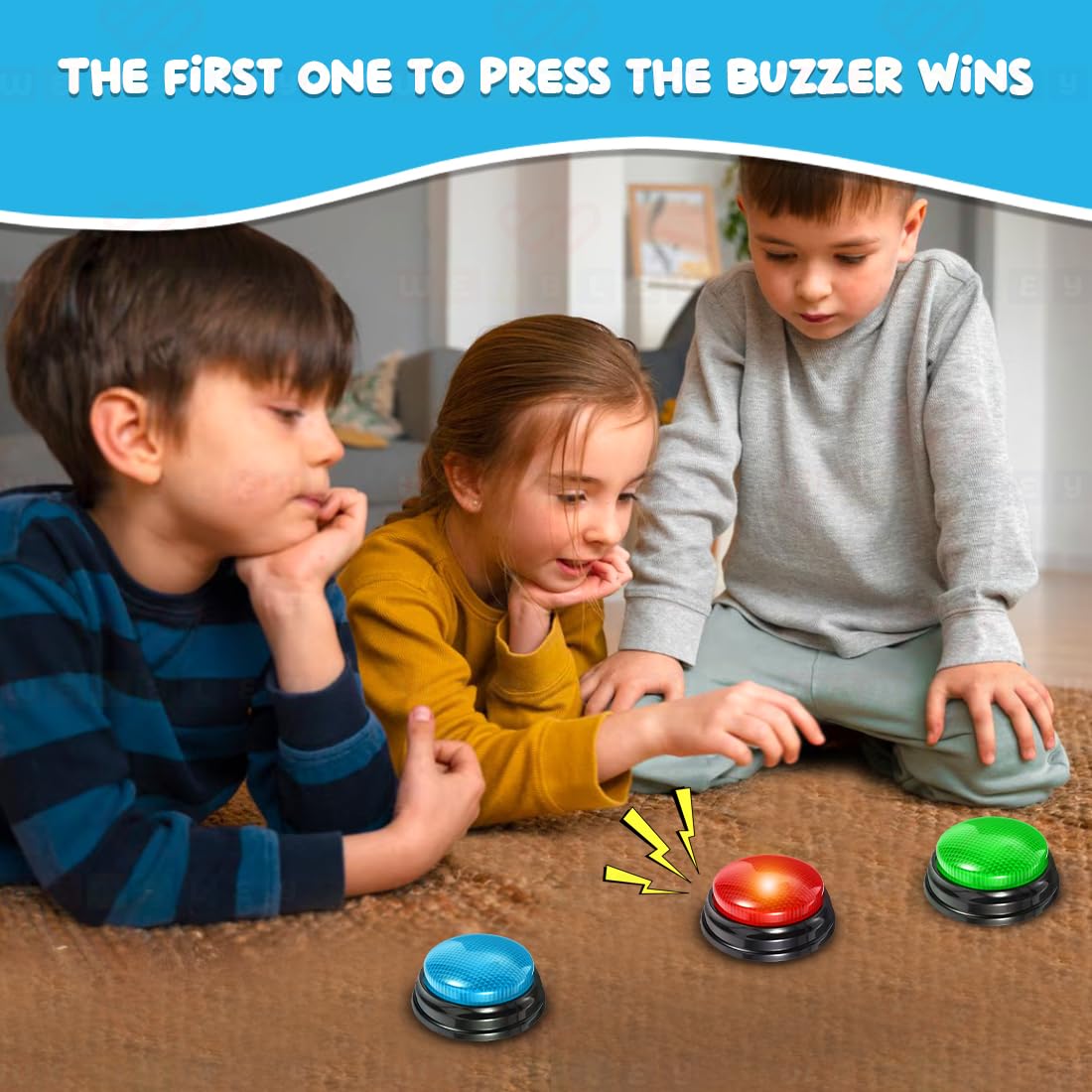 Interactive Quiz Buzzer with Blue LED Light & Punch Sound