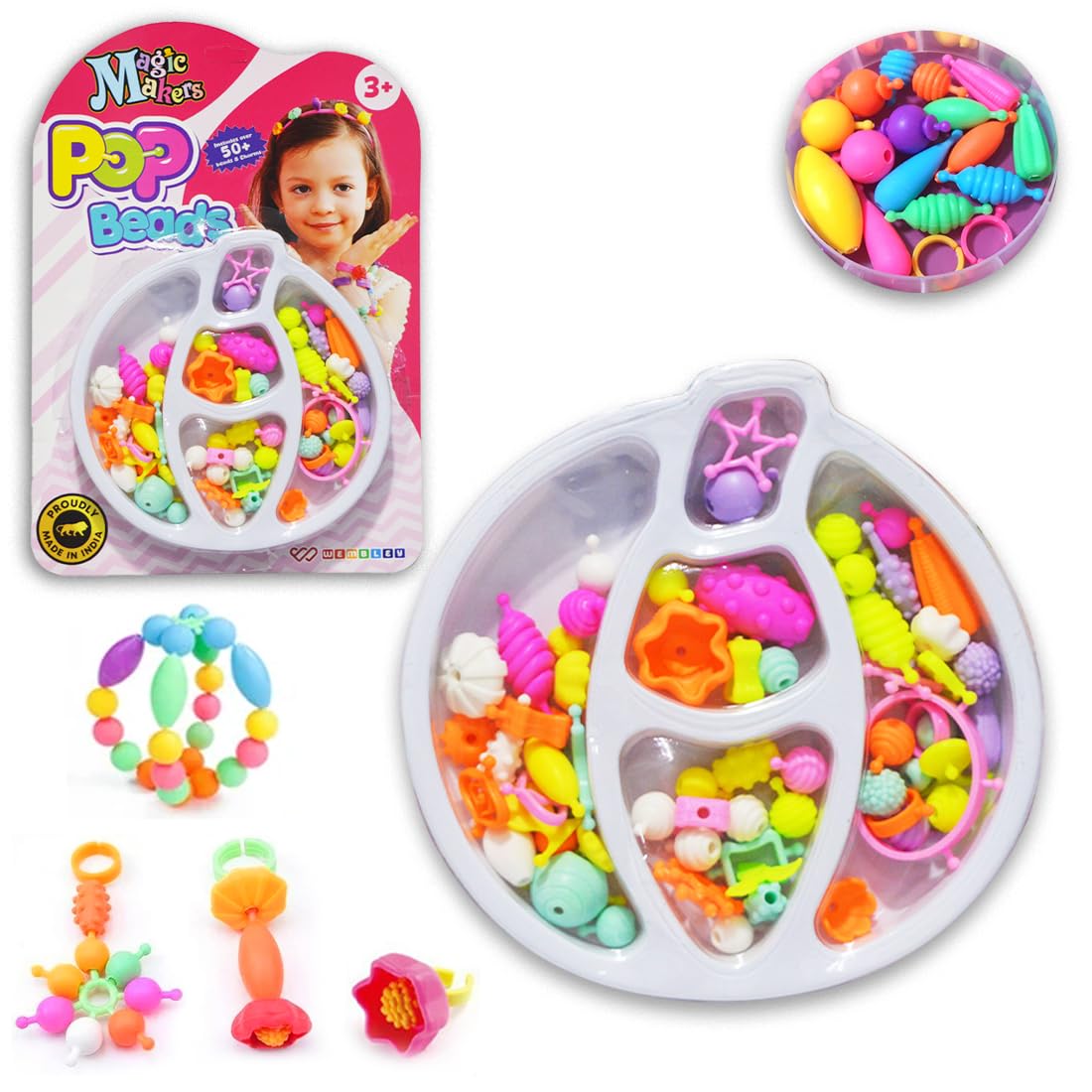 Pop Beads DIY Jewelry Making Set for Kids (50+ Beads)