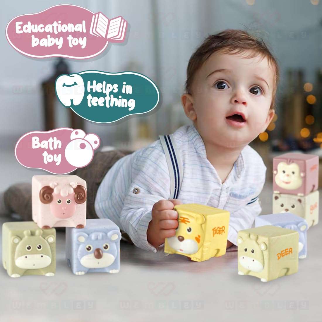 Squeezable Floating Animal Soft Baby Bath Toy Set 6 Pcs