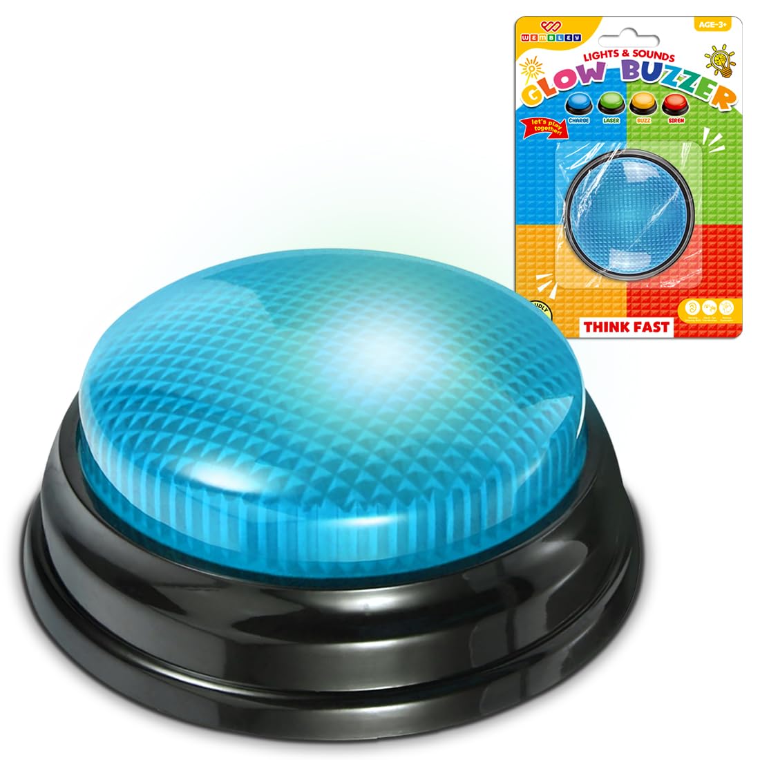 Interactive Quiz Buzzer with Blue LED Light & Punch Sound