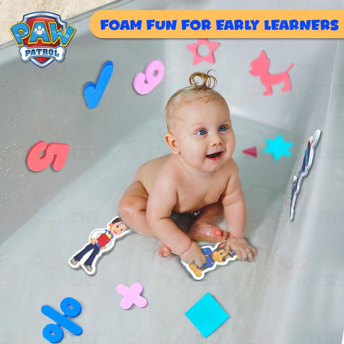 Paw Patrol Foam Cutouts Bath Toy-Set of 32