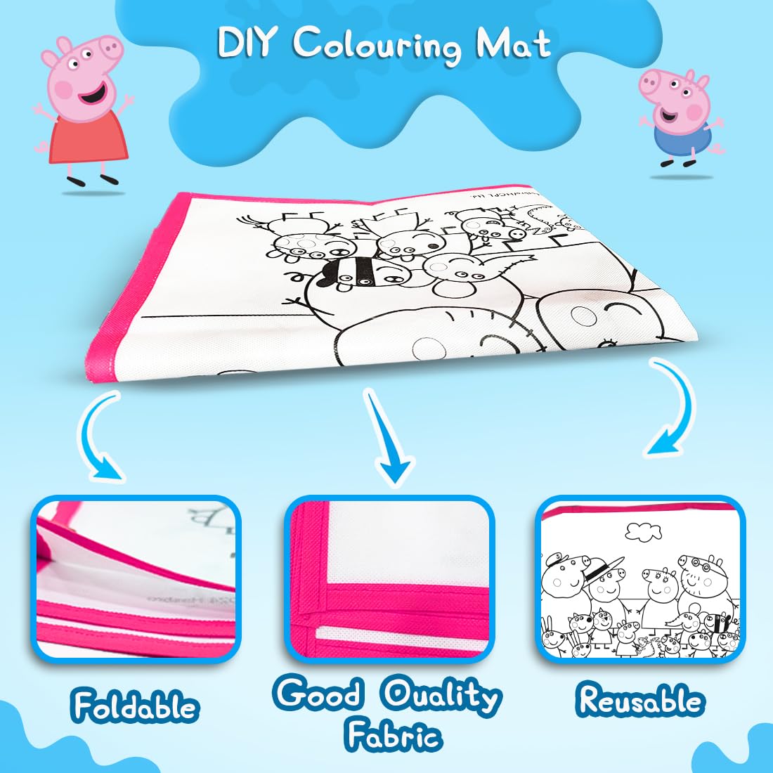 Peppa Pig Reusable Coloring Mat with 12 Markers