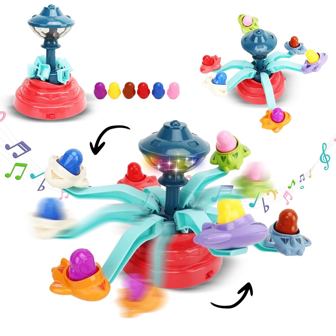 Rotating Musical Merry-Go-Round Toy with Lights & Sound