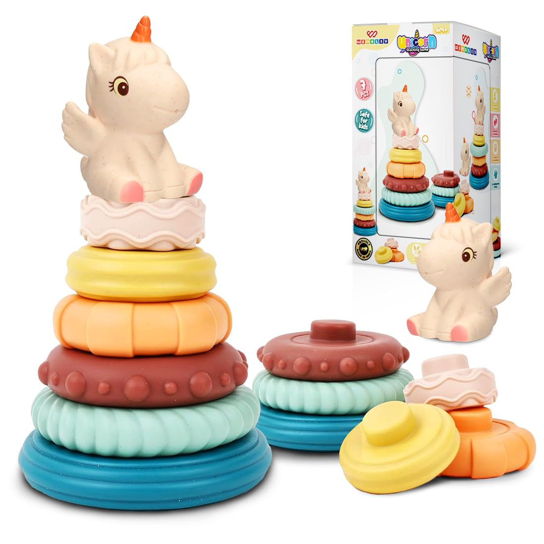 Stacking Baby Bath Toys (6 Rings with Unicorn)
