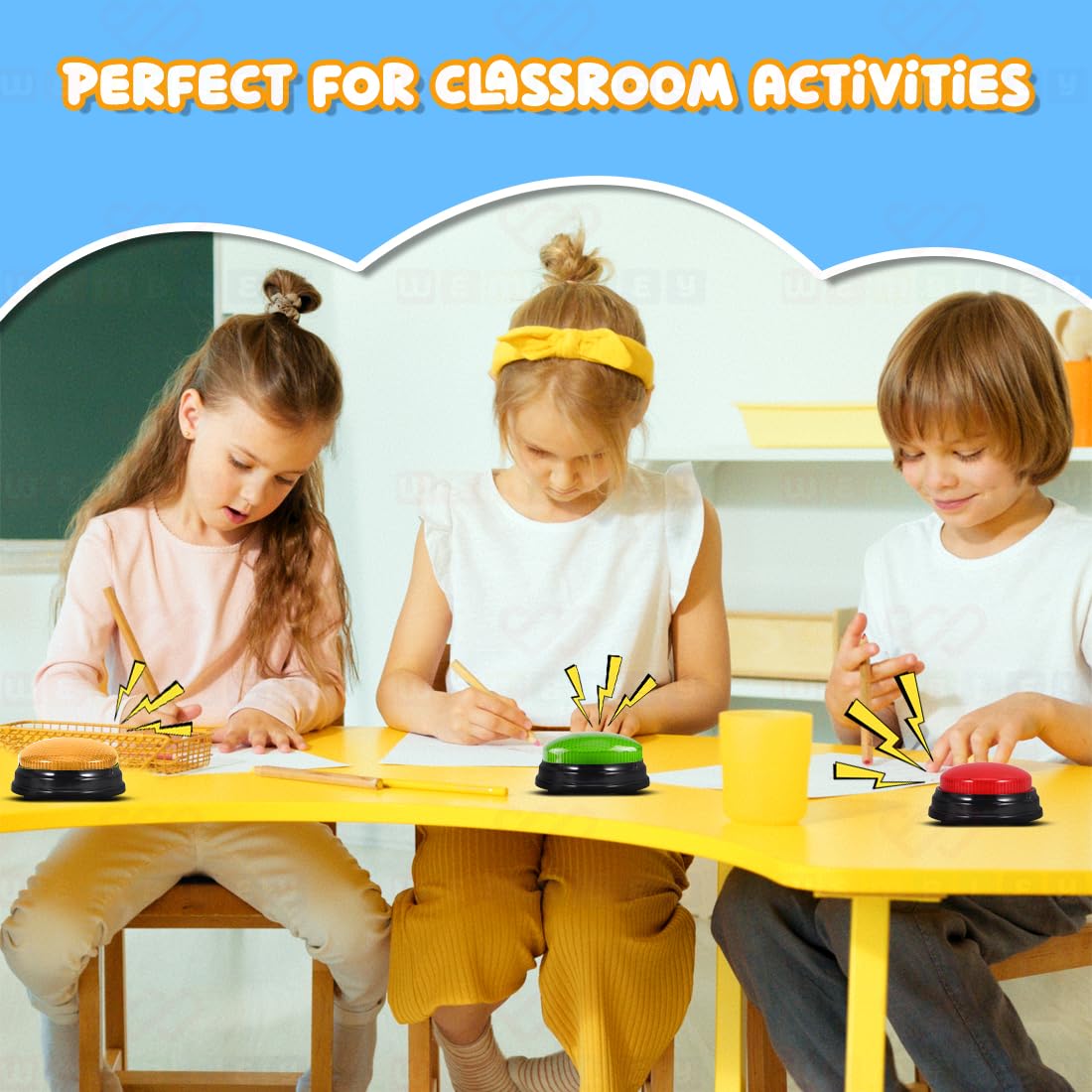 Interactive Quiz Buzzer with Yellow LED Light & Buzz Sound