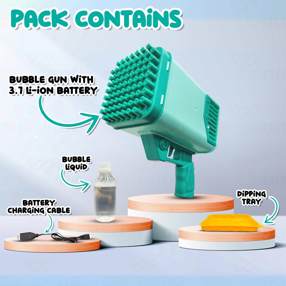 Electric Rechargeable Bazooka Bubble Gun Machine with Soap Solution