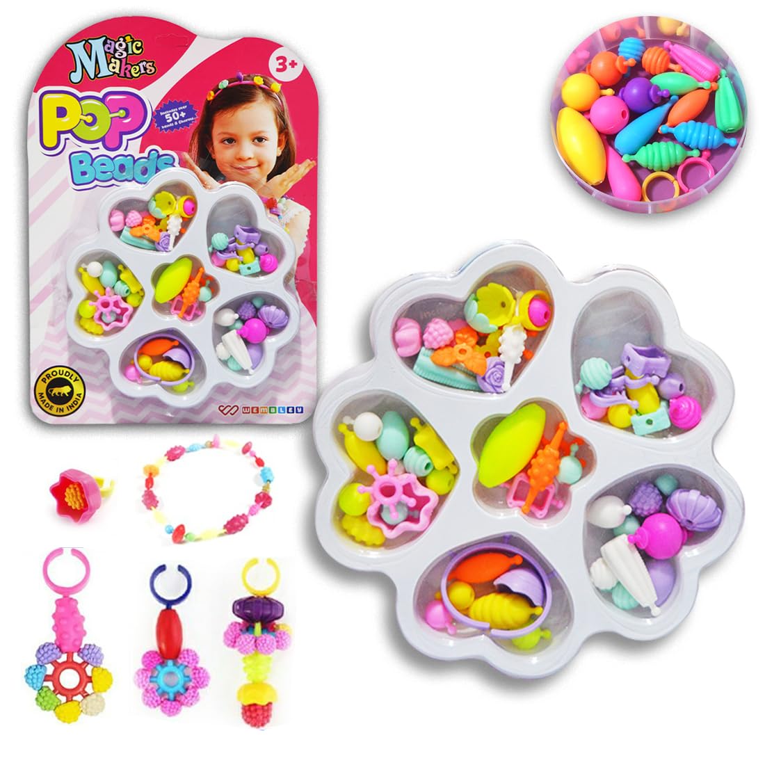 Pop Beads DIY Jewelry Making Set for Kids (50+ Beads, Style 2)