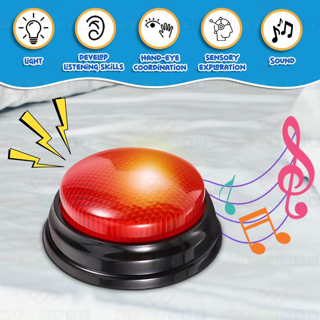 Interactive Quiz Buzzer with Red LED Light & Siren Sound