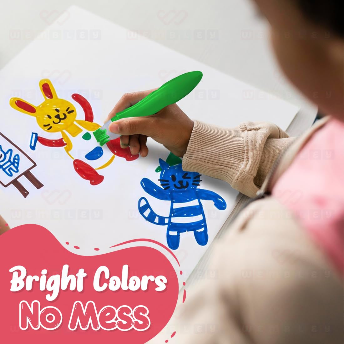 Assorted Squeeze Paint Brush Set for Kids (9 Classic & 3 Metallic Colors)