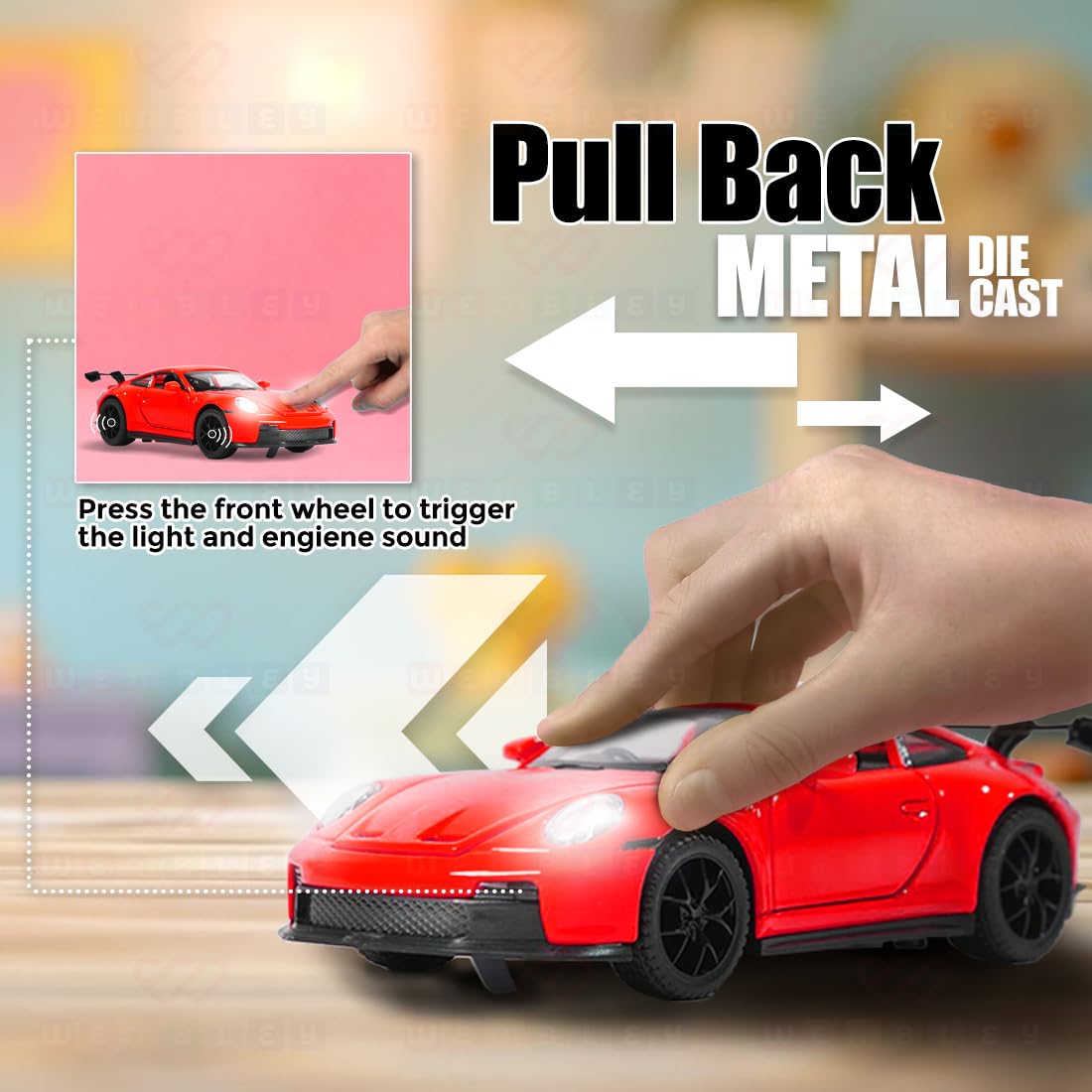 Metal Pull Back Toy Die-cast Model Car (Porsche)