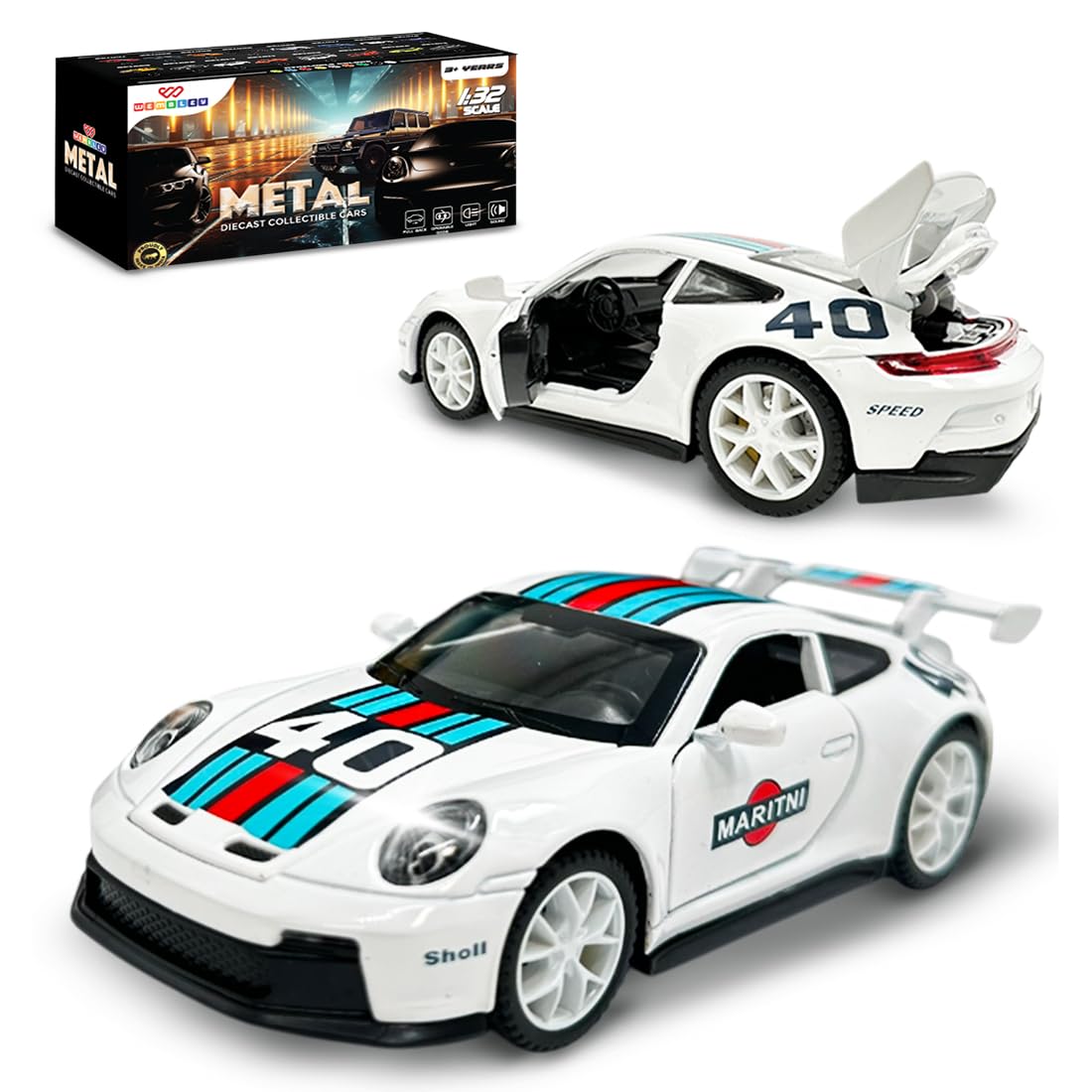 Pull Back Diecast Metal Sports Car Openable Doors