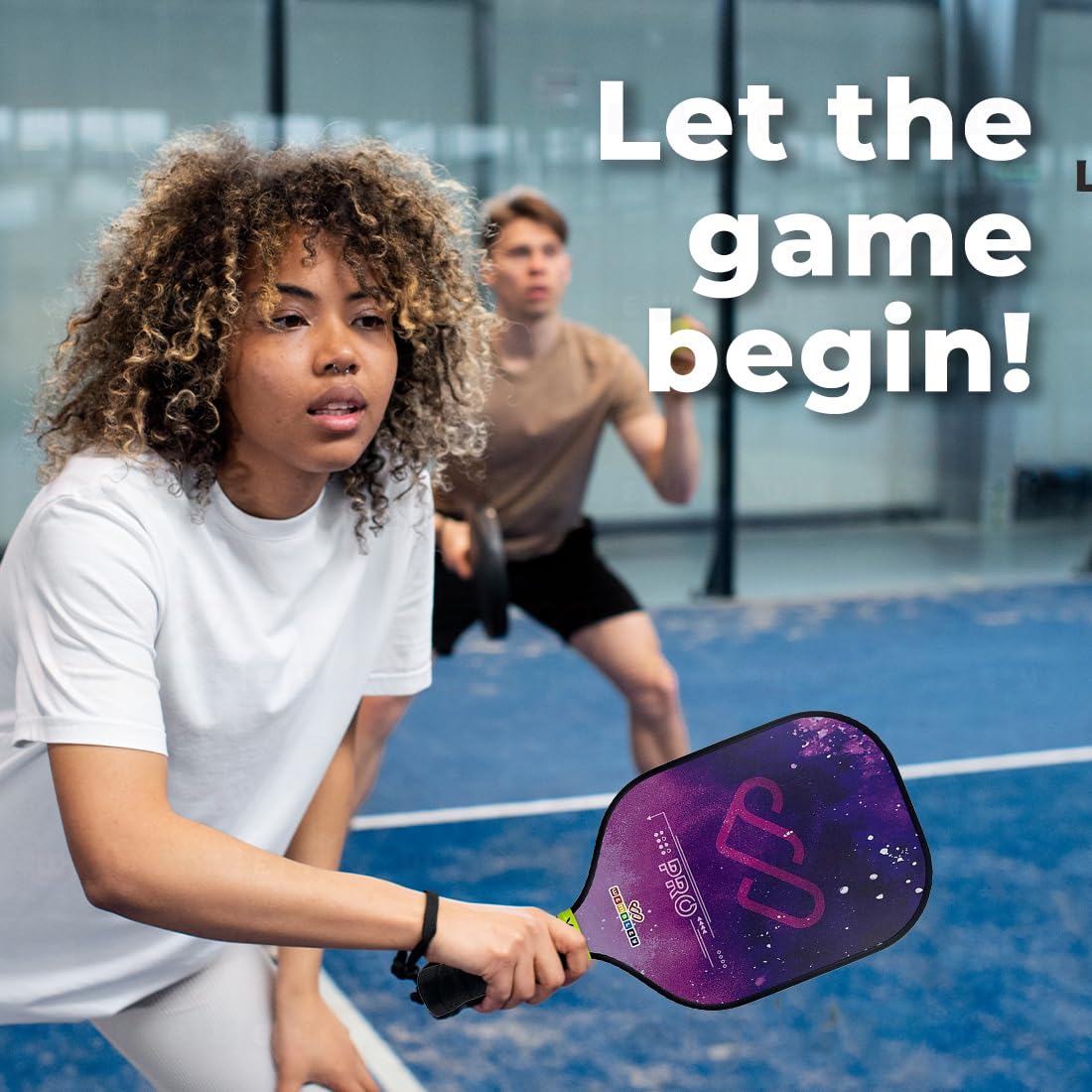 Sturdy & Lightweight Pickleball Paddle Set with Anti-Slip Grip (Purple)