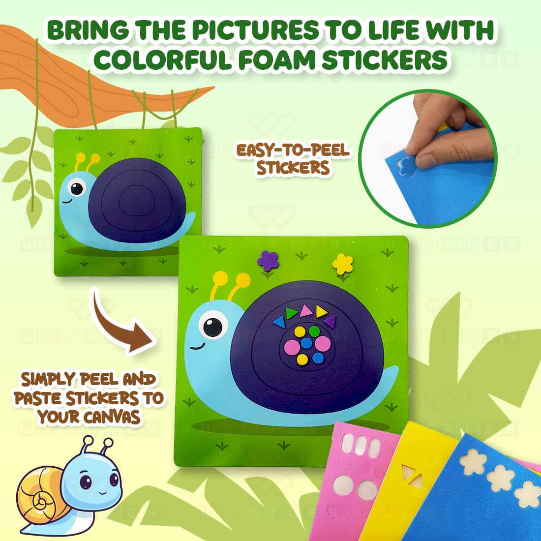 DIY Animal-Themed Foam Sticker Art Set with 6 Canvases & 500+ Stickers