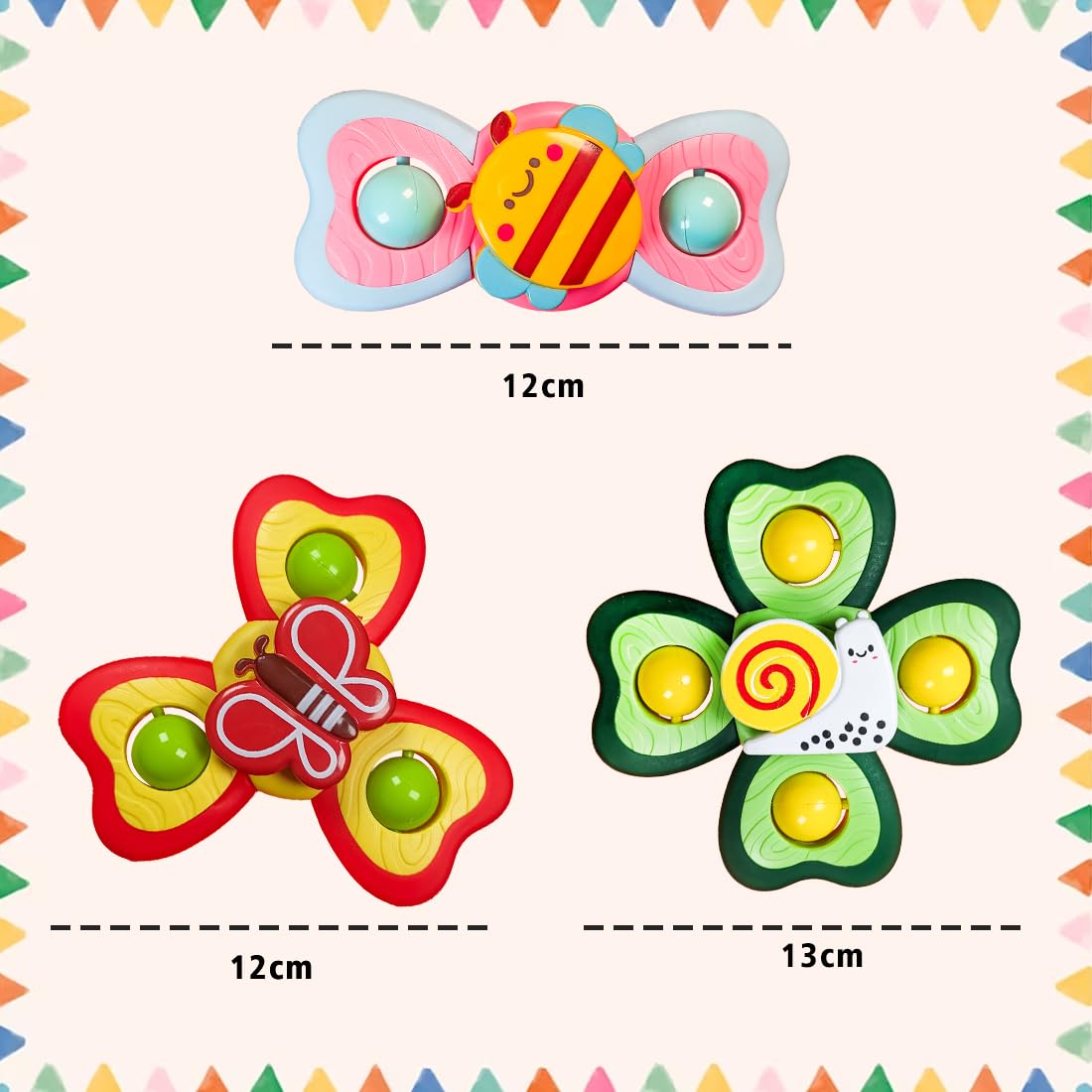 Suction Spinner Baby Bath Toys 3 Pcs (Snail)