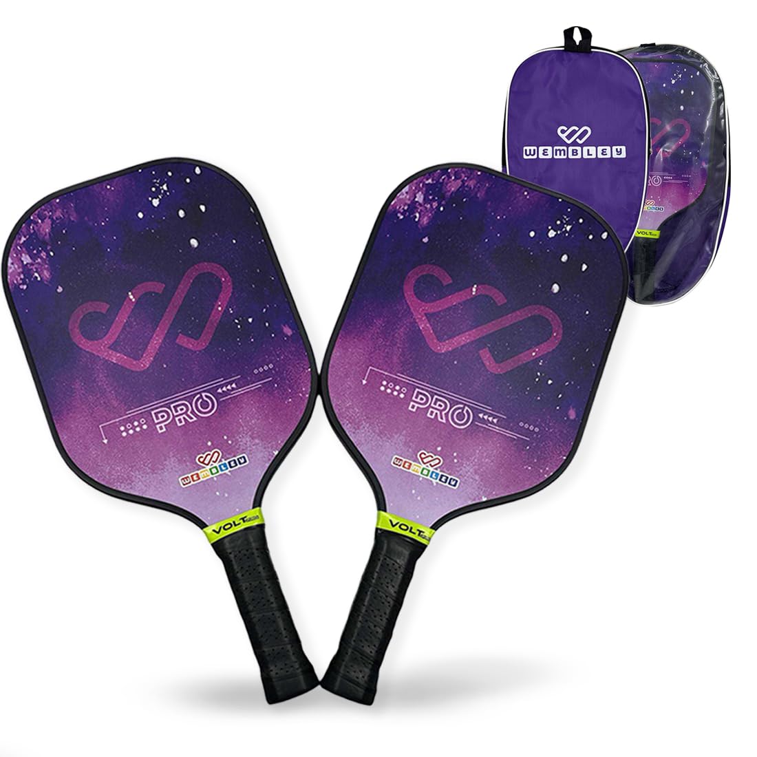 Sturdy & Lightweight Pickleball Paddle Set with Anti-Slip Grip (Purple)