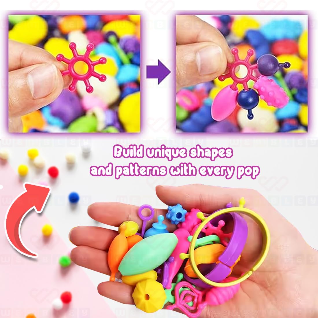 Pop Beads DIY Jewelry Making Set for Kids (50+ Beads)