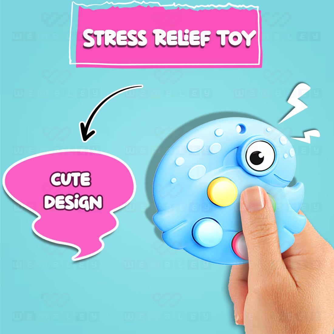 Non-Toxic Pop It Out Animal-Themed Fidget Toy for Kids (Blue)