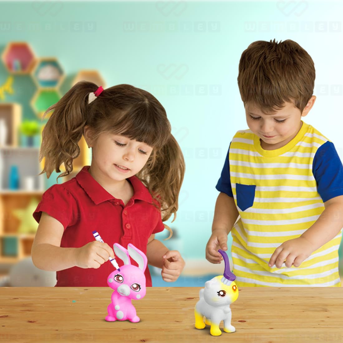 DIY Set of Reusable 3D Pet Figures with Markers (Cats)