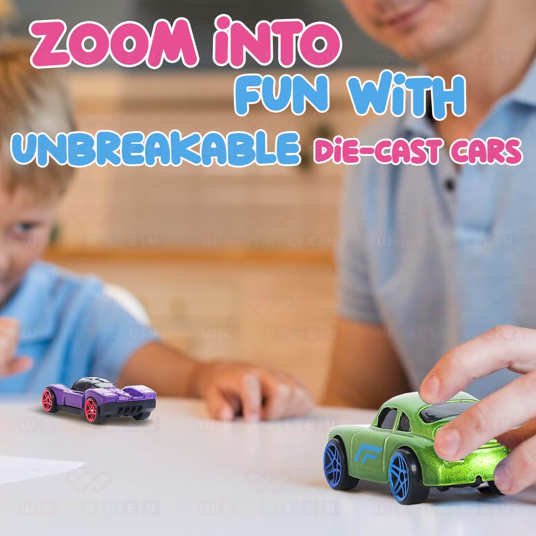 Mini Die Cast Car Free Wheel Toy Vehicle Play Set (Set of 5, Assorted Colors)