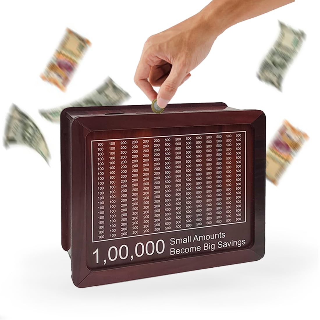 Wooden Money-Saving Box with Goal Tracking