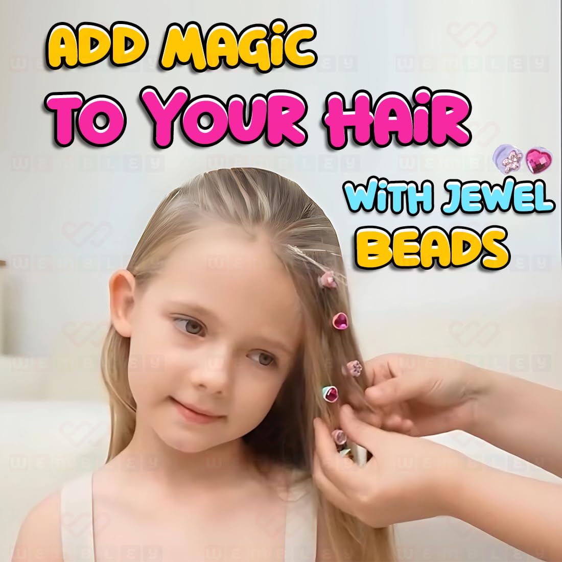 Hair Stapler Decoration Kit with 24 Pcs Jewel Beads & Hair Styling Accessories (Multicolor)