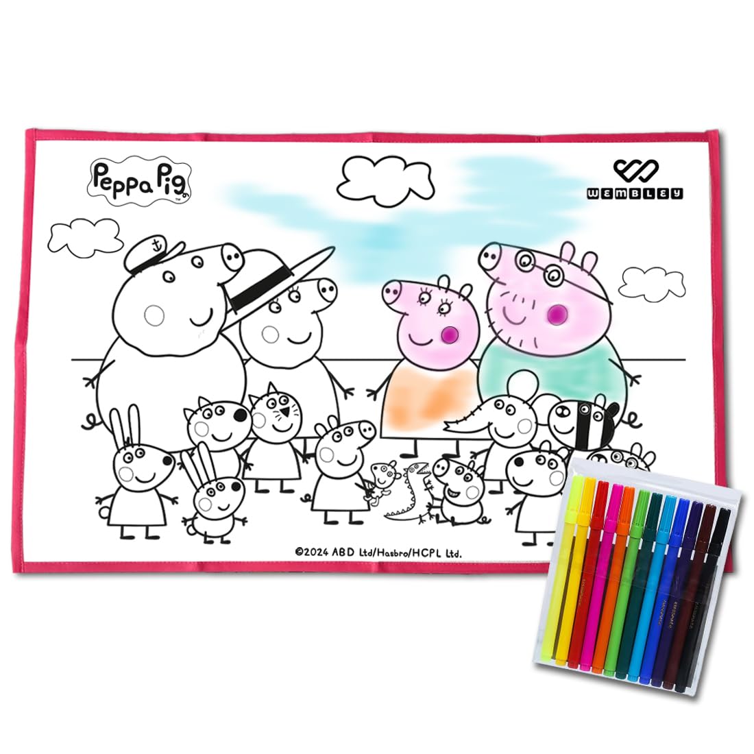 Peppa Pig Reusable Coloring Mat with 12 Markers