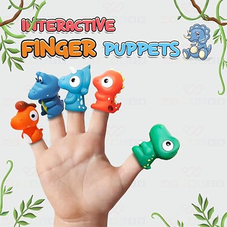 Soft & Squishy Finger Puppet Set for Kids (Dinosaur, 5 Pcs)