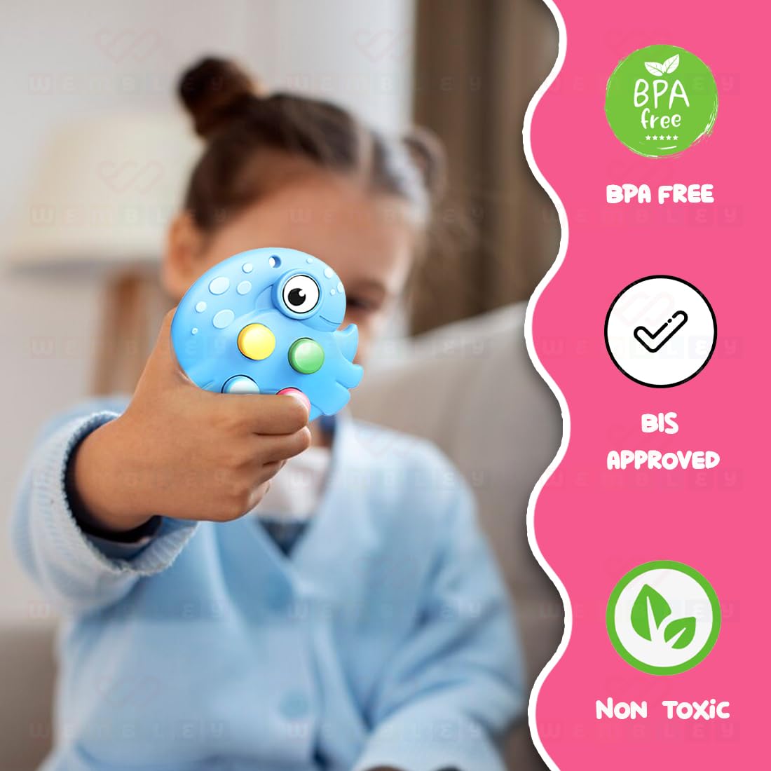 Non-Toxic Pop It Out Animal-Themed Fidget Toy for Kids (Blue)
