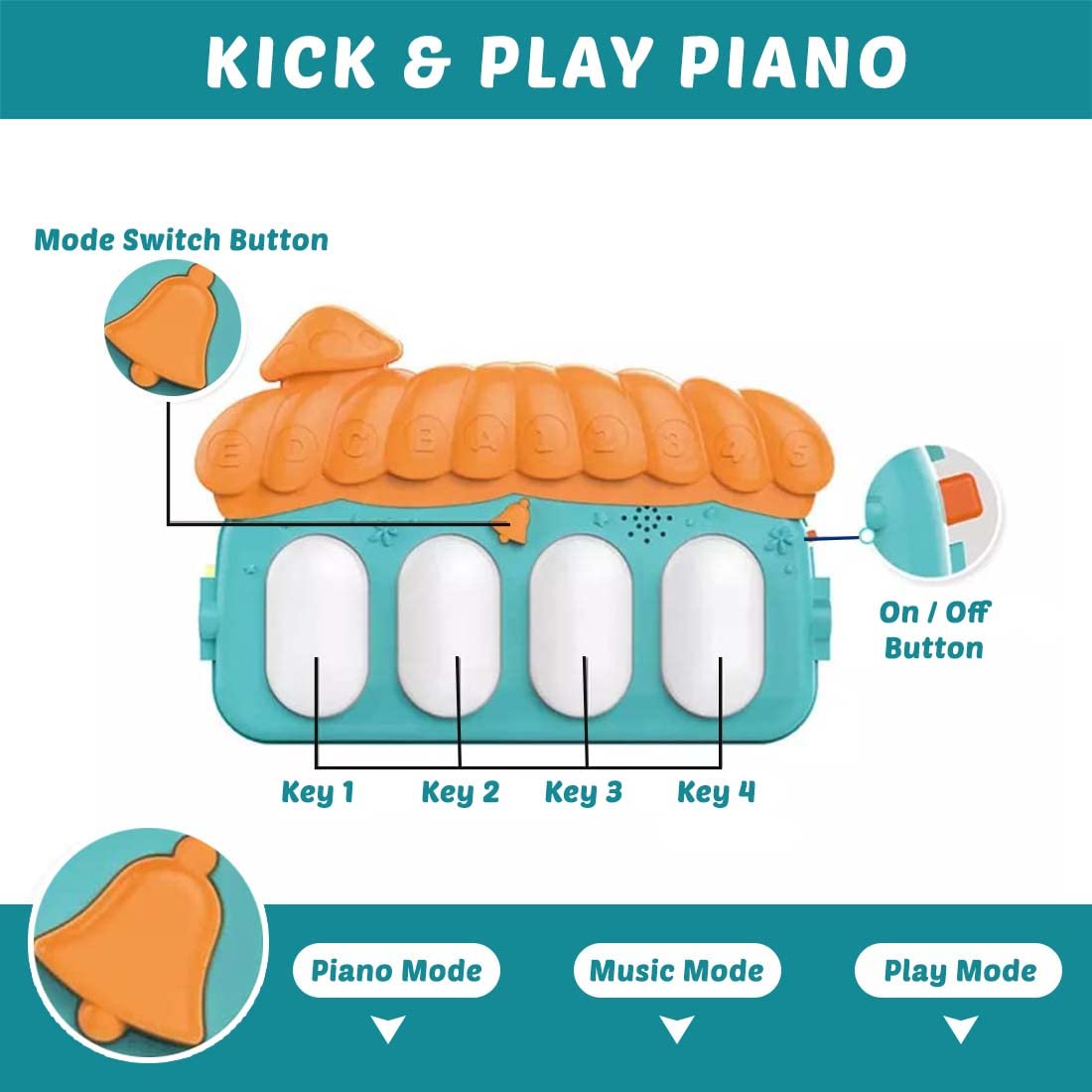 Gym Play Mat for Babies with Rattle Toys & Musical Piano