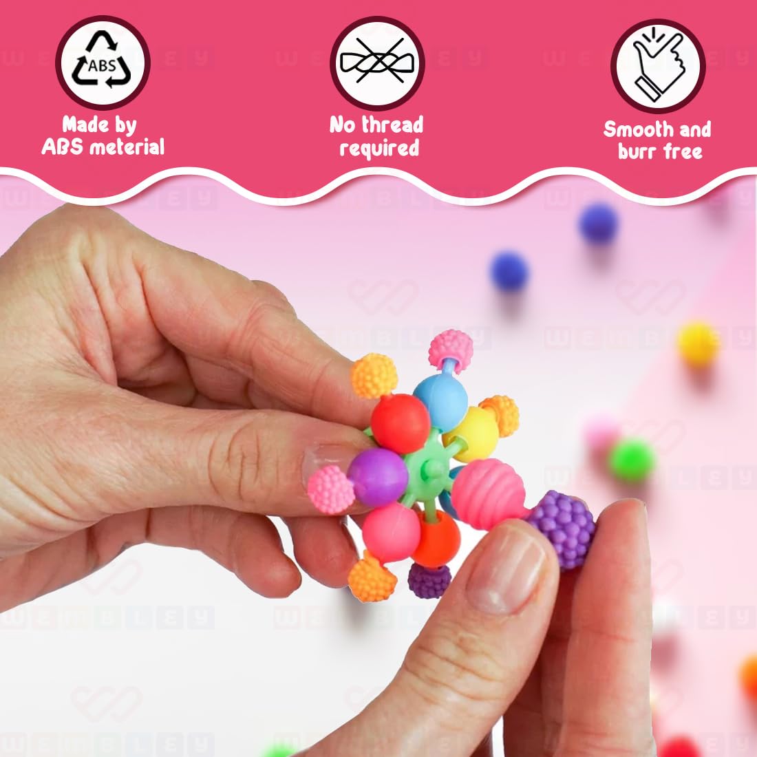 Pop Beads No Thread DIY Jewelry Making Kit for Kids (200+ Beads)