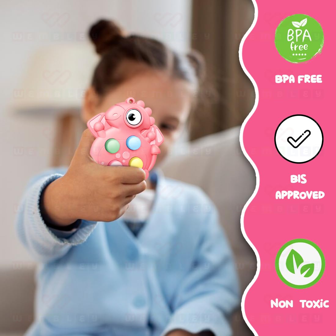Non-Toxic Pop It Out Animal-Themed Fidget Toy for Kids (Pink)