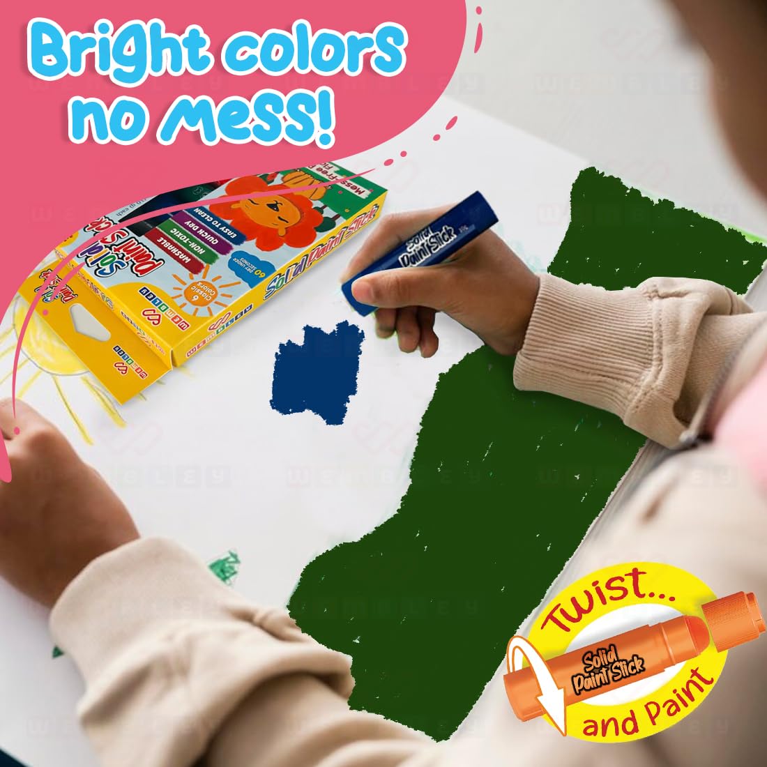 Solid Quick Dry Paint Stick Set for Kids (6 Paint Sticks)