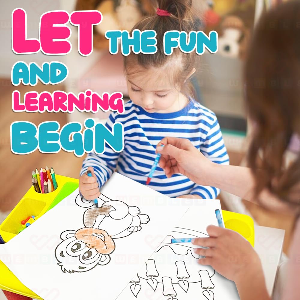 2-In-1 Study Table for Kids with Ludo, A4 Sheets & Sketch Pens
