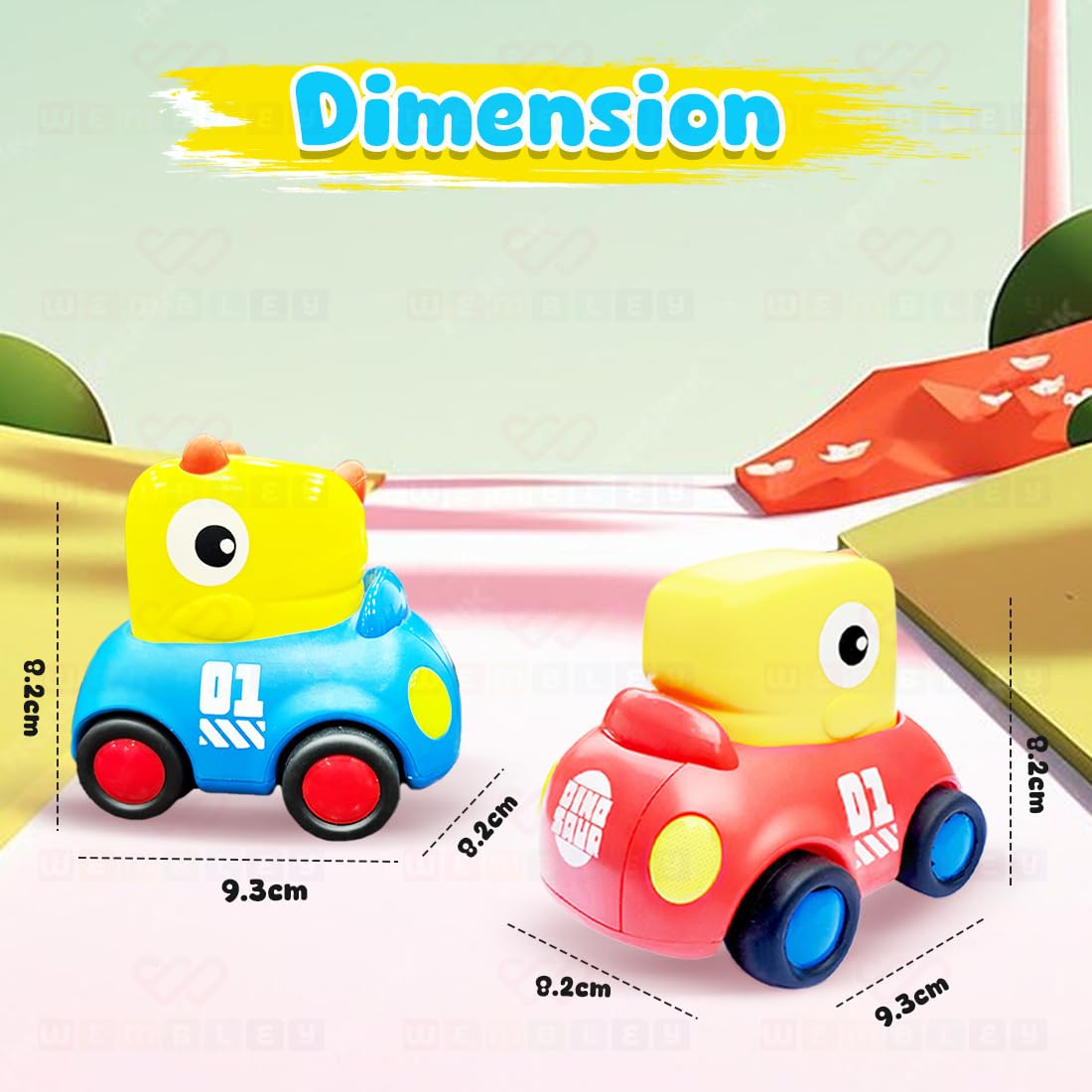 Dinosaur Themed Inertia Push & Go Friction Toy Car (Set of 2)