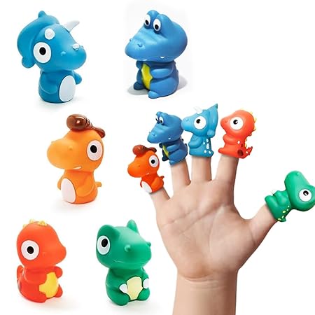 Soft & Squishy Finger Puppet Set for Kids (Dinosaur, 5 Pcs)
