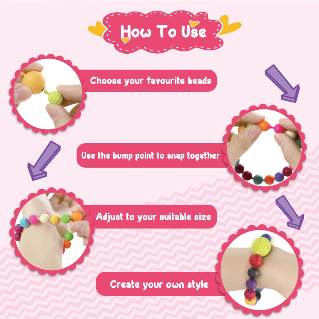 Pop Beads DIY Jewelry Making Set for Kids (50+ Beads, Style 2)