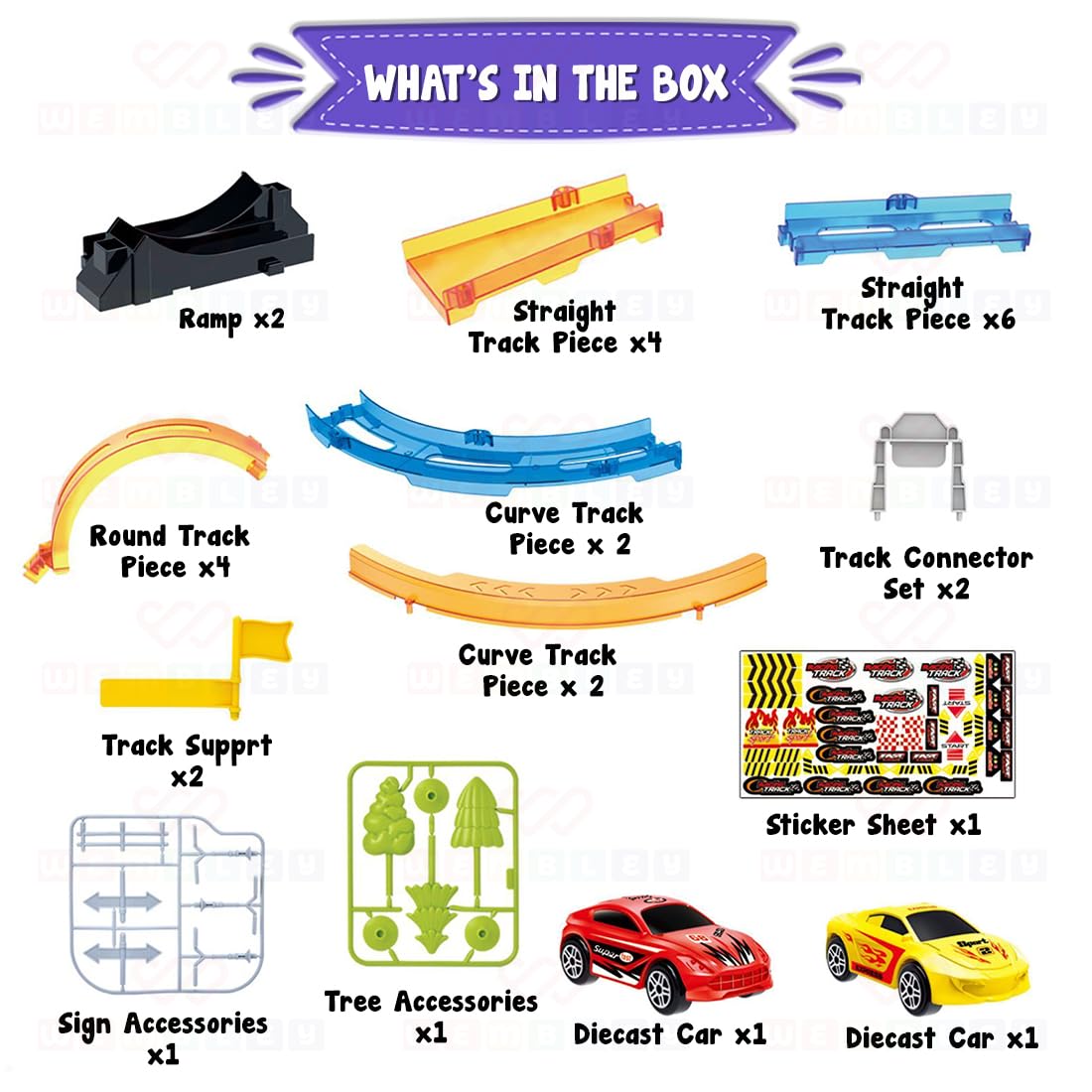 360° Spin Pull Back Car Track Set for Kids with 2 Cars