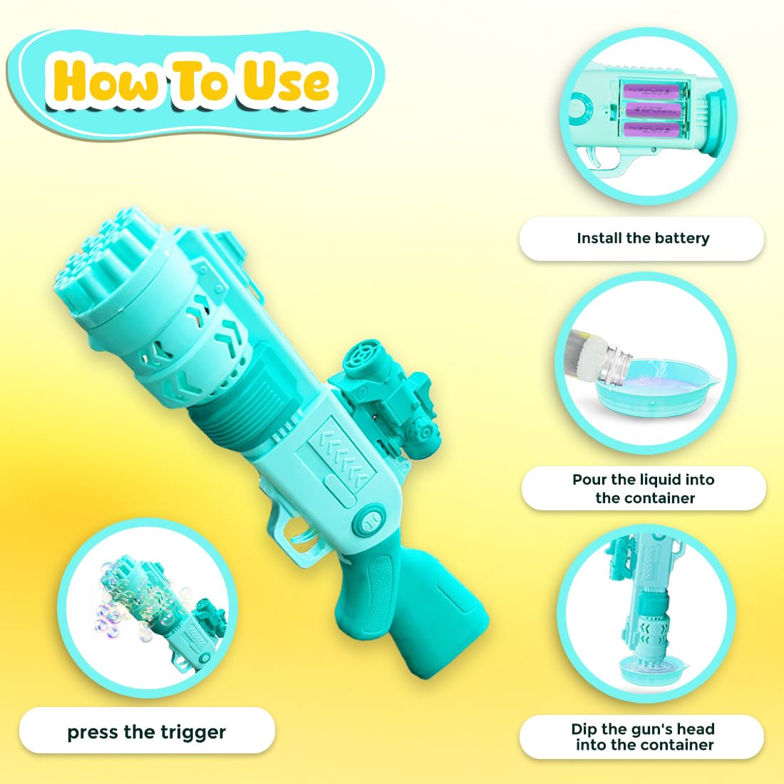 Sniper Electric Bubble Gun Machine With 19 Inlets, Lights & Music