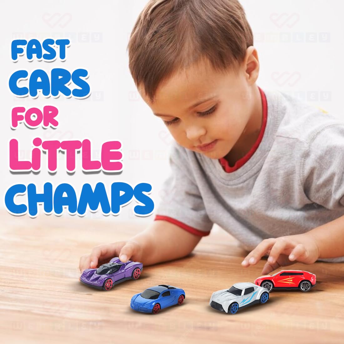 Mini Die Cast Car Free Wheel Toy Vehicle Play Set (Set of 5, Assorted Colors)
